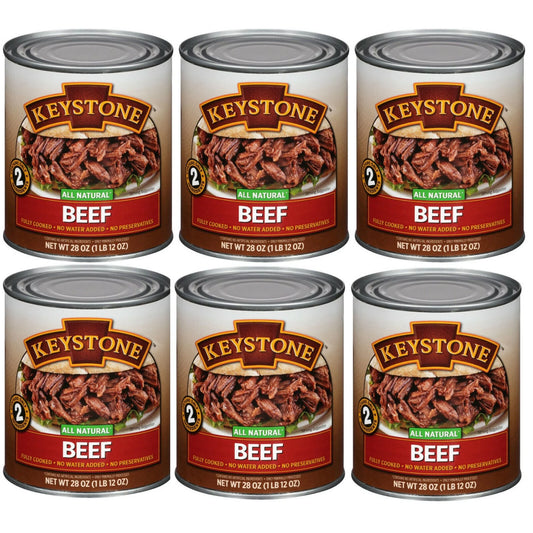 (6 Cans Pack) Keystone Meats All Natural Canned Beef 28 Ounce ✅ Emergency Long Shelf Life Camping Food ✅