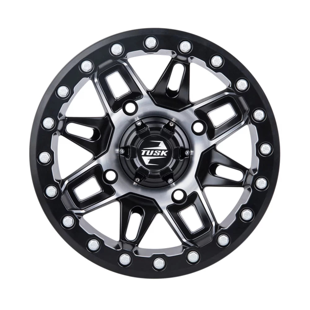 (2 Pack) 4/137 Tusk Wasatch Beadlock Wheel 15x7 5.0 + 2.0 Machined/Black For CAN-AM Defender HD10 Pro Limited 2021-2022