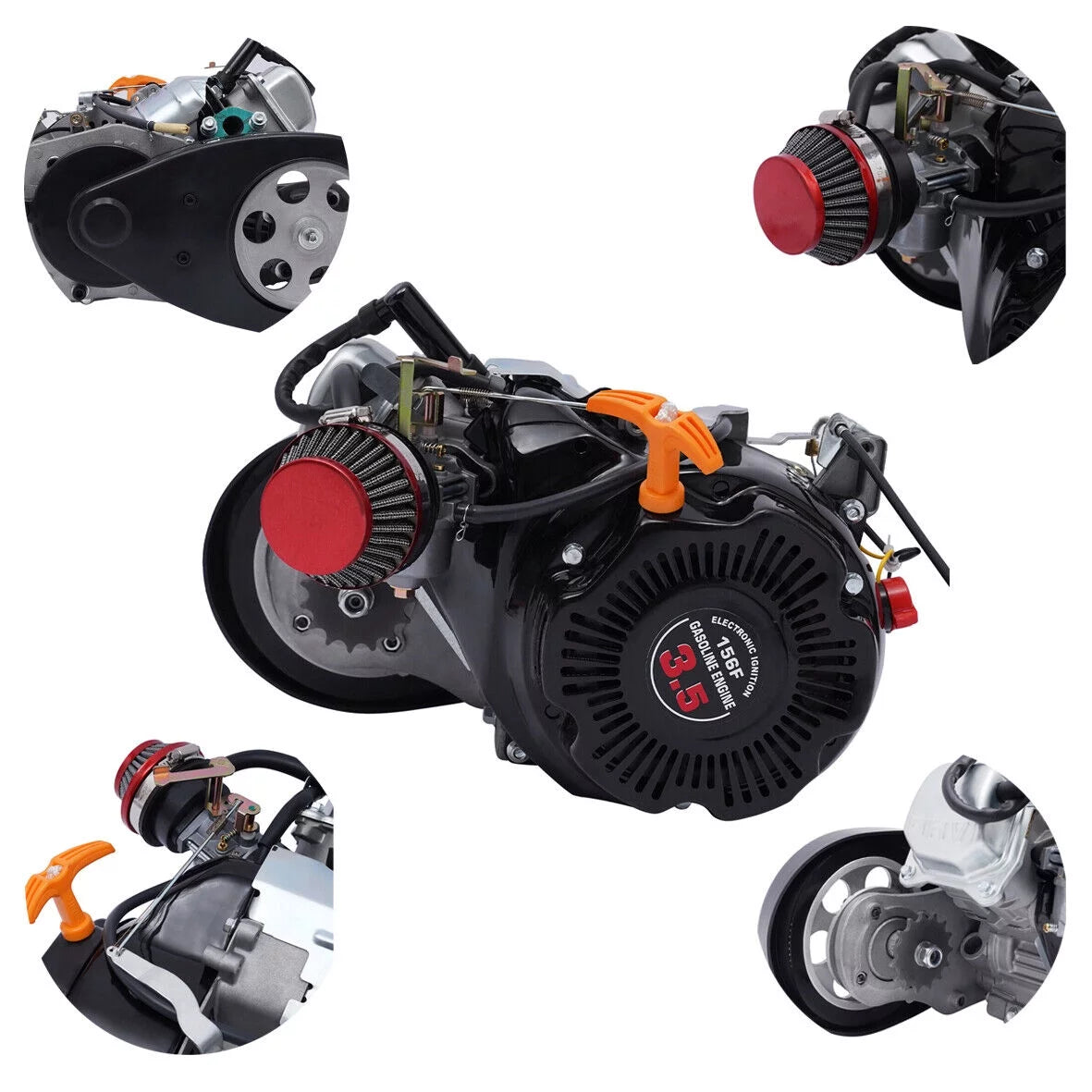 100cc 4 Stroke Bicycle Motor Kit Motorized Bicycle Engine Kit Single Cylinder Petrol Gas Motor Engine Kit, 44 Tooth Chain EZ-156F